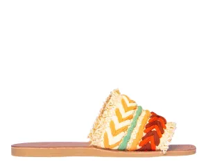 One & Minimalistic Belt Orange Custom design Yucatan - Pattern Yellow - Sandals