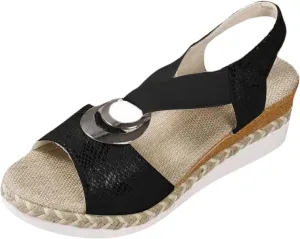 Open Toe Sandals for Women Wedge Heels Summer Dressy Platform Slippers Backless Walking Sneakers Arch Support Slides Orthotic Walking Sandal Comfy Orthopedic Slippers Bohemian Mules