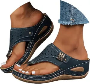 Orthopedic Sandals for Women 2025,Summer Slip On Beach Sandal Dressy Arch Support Wedge Slippers Vintage Wide Width Flip Flops Casual Boho Slipper