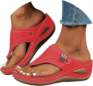 Orthopedic Sandals for Women 2025,Summer Slip On Beach Sandal Dressy Arch Support Wedge Slippers Vintage Wide Width Flip Flops Casual Boho Slipper