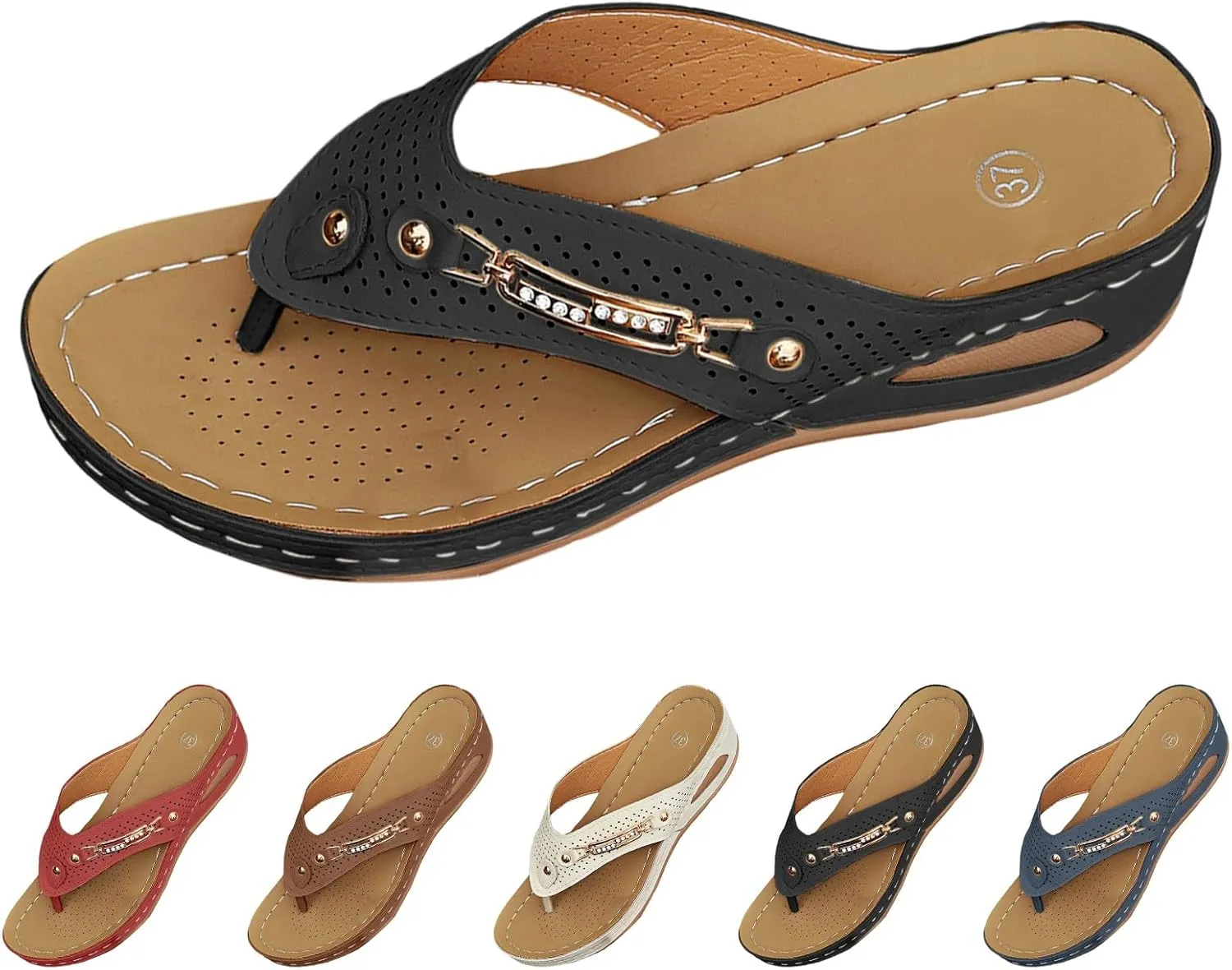 Orthopedic Sandals for Women Summer 2025 Dressy Comfortable Wedge Arch Support Non Slip Flip Flops Casual Slippers