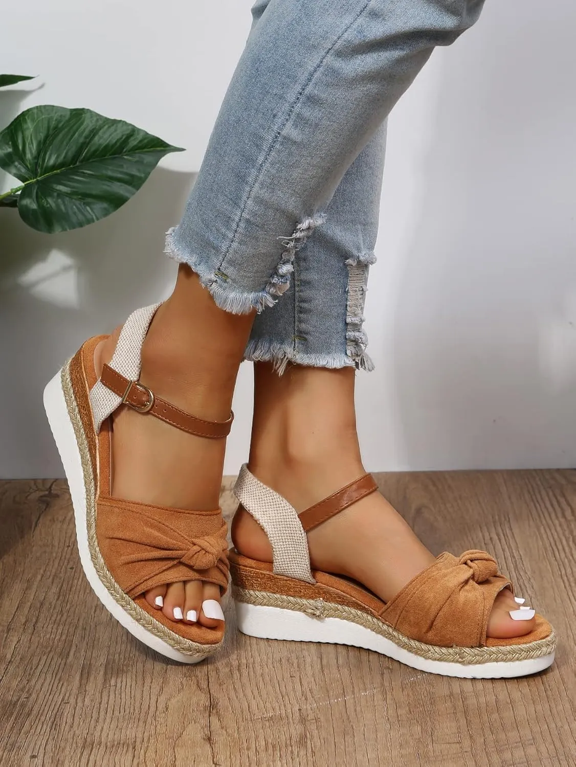 Orthopedic Wedge Sandals for Women Dressy Espadrilles Heels Platform Sandals Open Toe Buckle Ankle Strap Sandal Summer Casual Boho Walking Vacation Beach Shoes