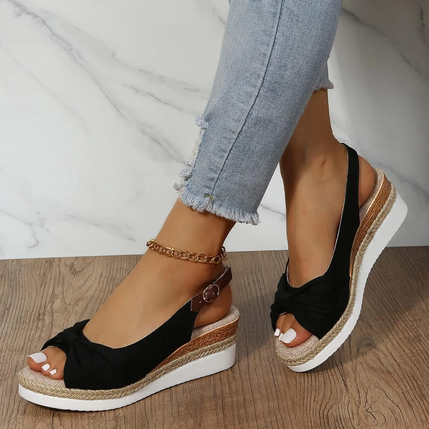 Orthopedic Wedge Sandals Women Summer Dressy Ankle Strap Flat Sandals Casual Strappy Low Wedges Slip on Zipper Beach Sandals