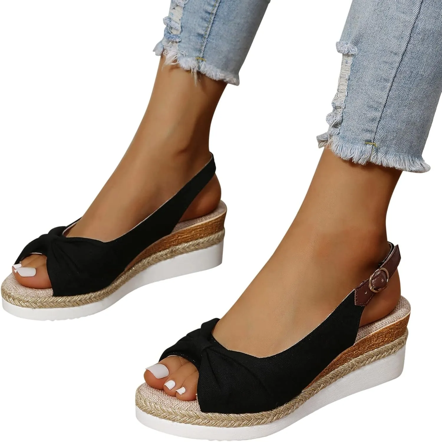 Orthopedic Wedge Sandals Women Summer Dressy Ankle Strap Flat Sandals Casual Strappy Low Wedges Slip on Zipper Beach Sandals