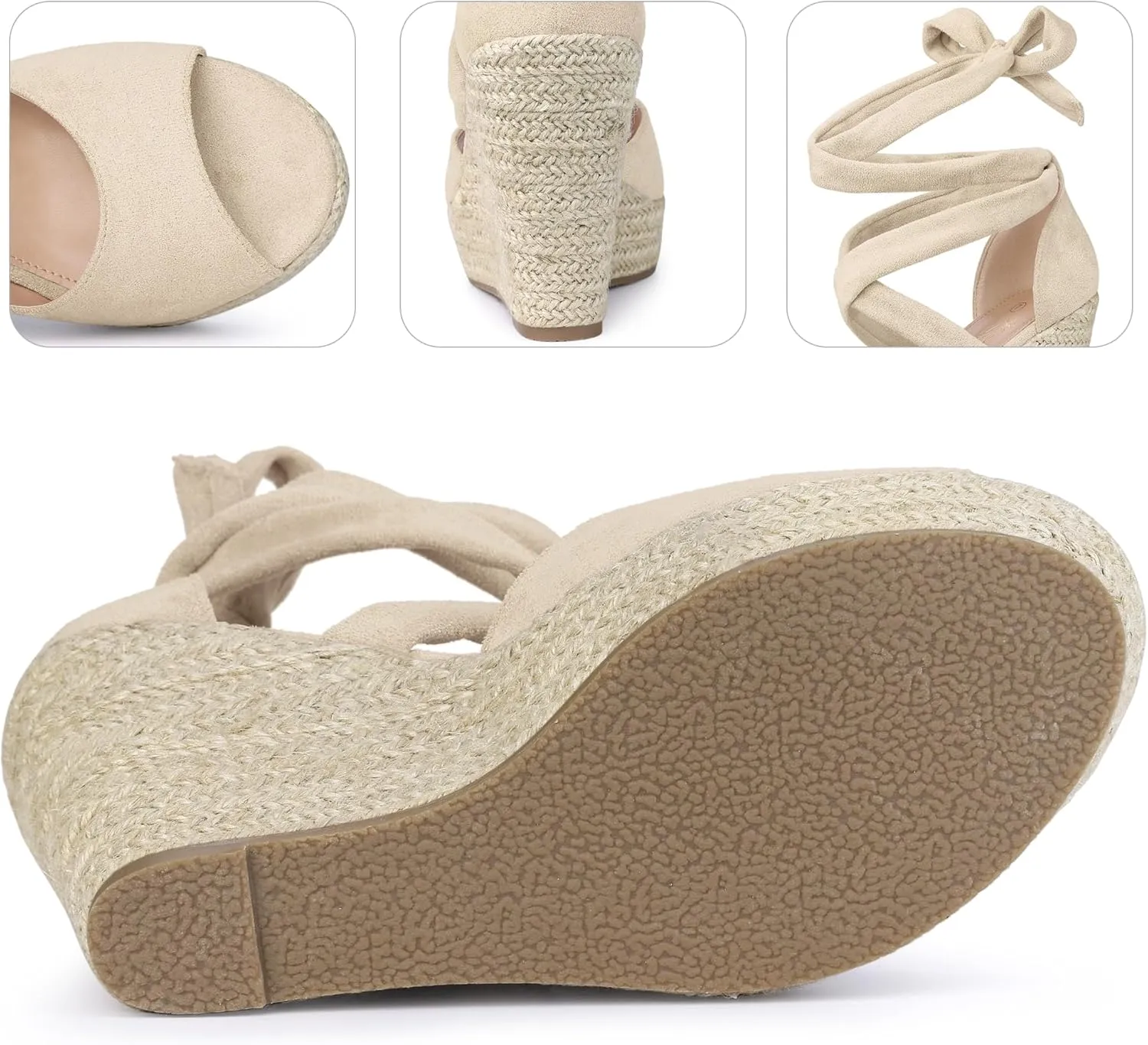 Perphy Lace Up Espadrilles Wedge Heels Sandals for Women