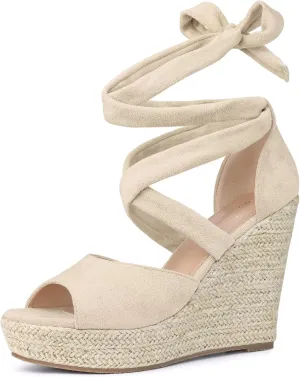 Perphy Lace Up Espadrilles Wedge Heels Sandals for Women