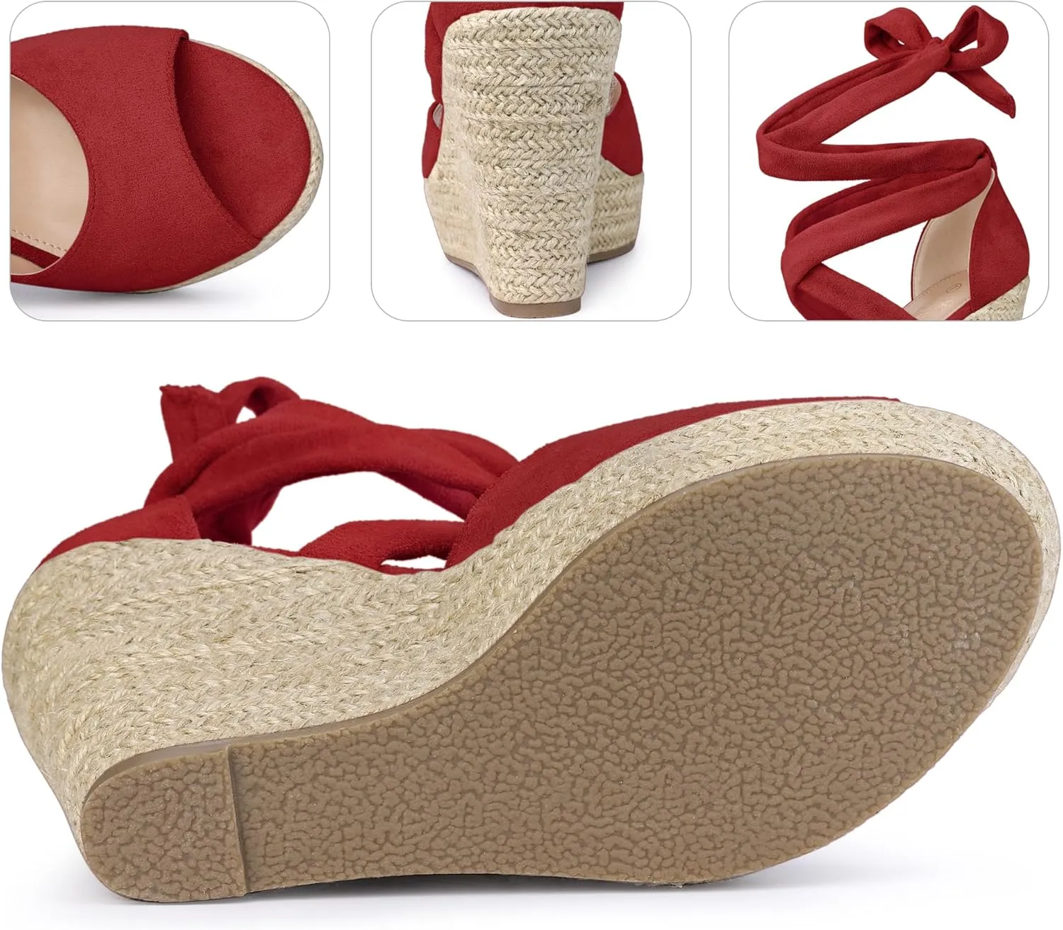 Perphy Lace Up Espadrilles Wedge Heels Sandals for Women