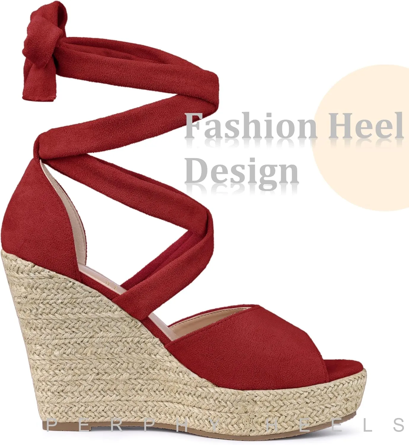 Perphy Lace Up Espadrilles Wedge Heels Sandals for Women