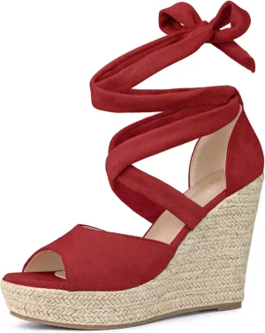 Perphy Lace Up Espadrilles Wedge Heels Sandals for Women