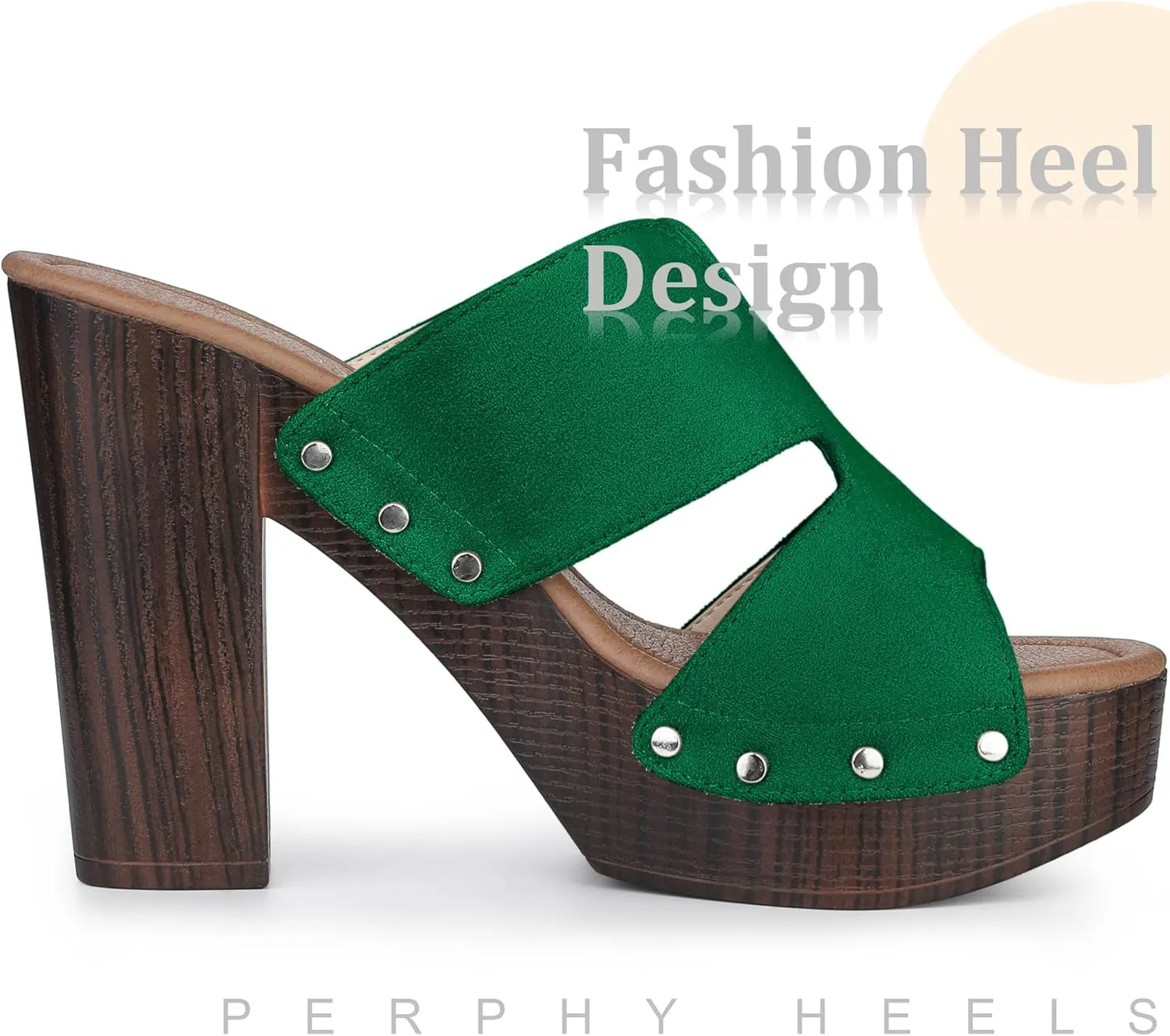 Perphy Platform Slip on Block High Heels Slides Sandals for Women