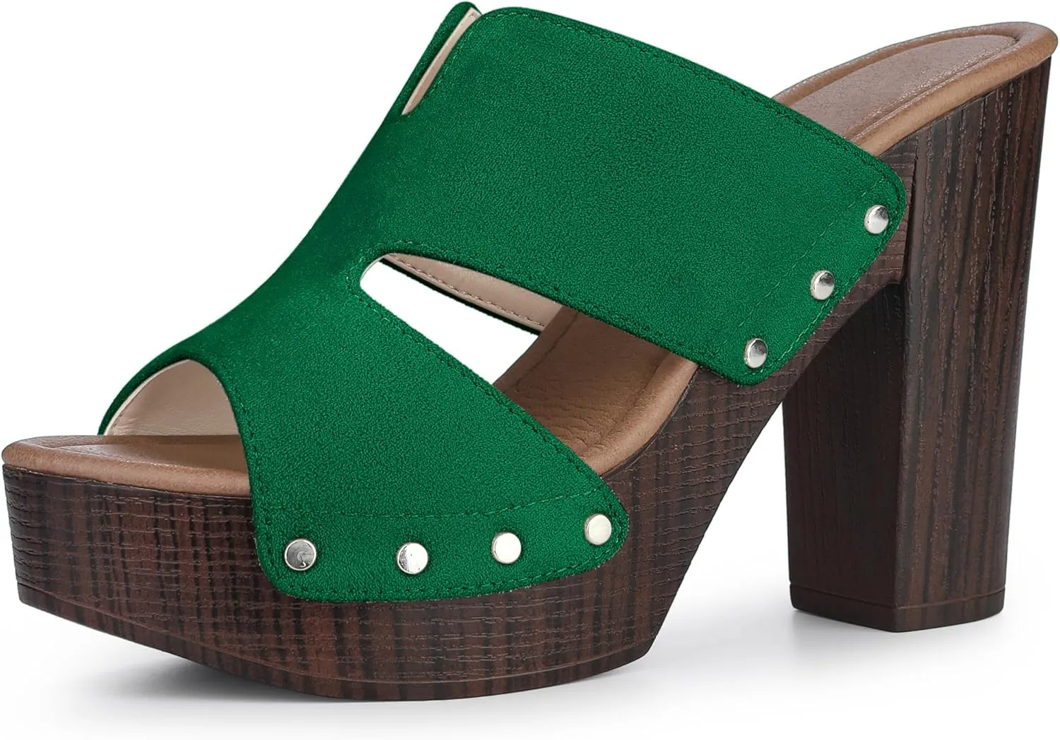 Perphy Platform Slip on Block High Heels Slides Sandals for Women