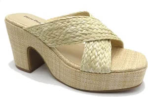 Pierre Dumas Women's Platform Sandals Open Toe Slip On Chunky Block Heel Sandals
