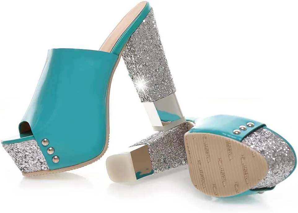 Platform Heels Slippers Slip On Show Slingback Chunky Heels