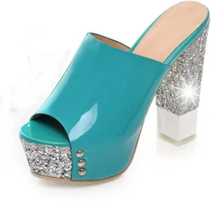 Platform Heels Slippers Slip On Show Slingback Chunky Heels