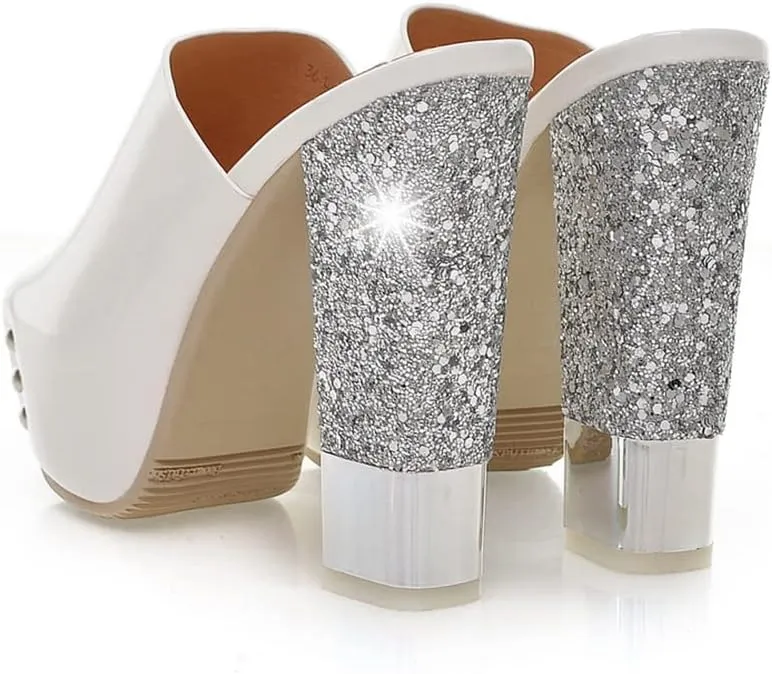 Platform Heels Slippers Slip On Show Slingback Chunky Heels