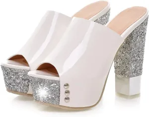 Platform Heels Slippers Slip On Show Slingback Chunky Heels