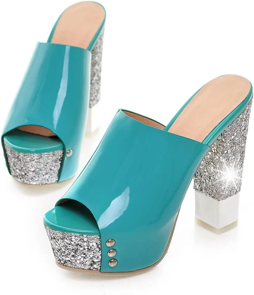 Platform Heels Slippers Slip On Show Slingback Chunky Heels