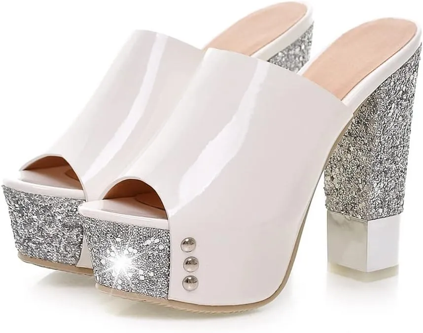 Platform Heels Slippers Slip On Show Slingback Chunky Heels