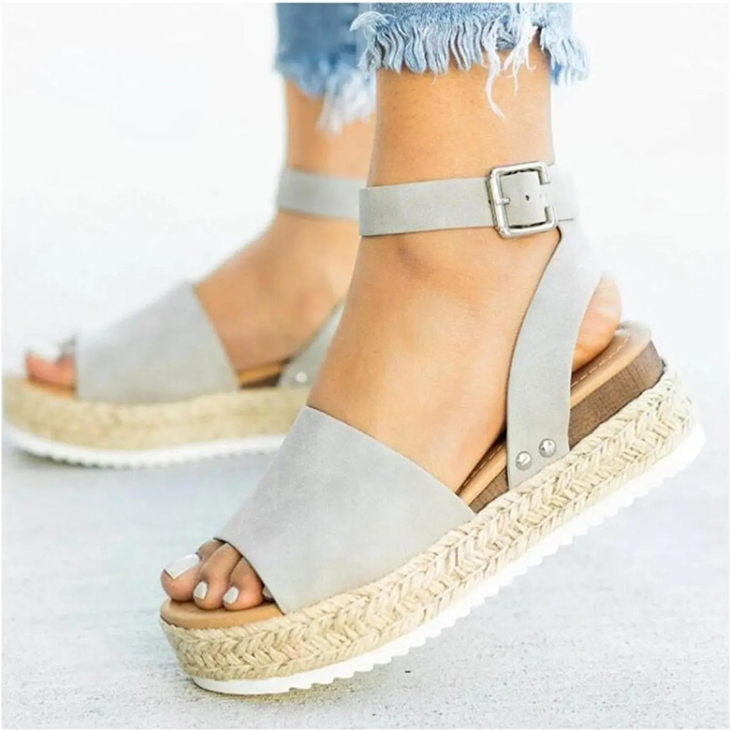 Platform Sandals Women Dressy 2025 Summer Open Toe Buckle Ankle Strap Wedge Sandals Comfortable Arch Support Wedge Sandals