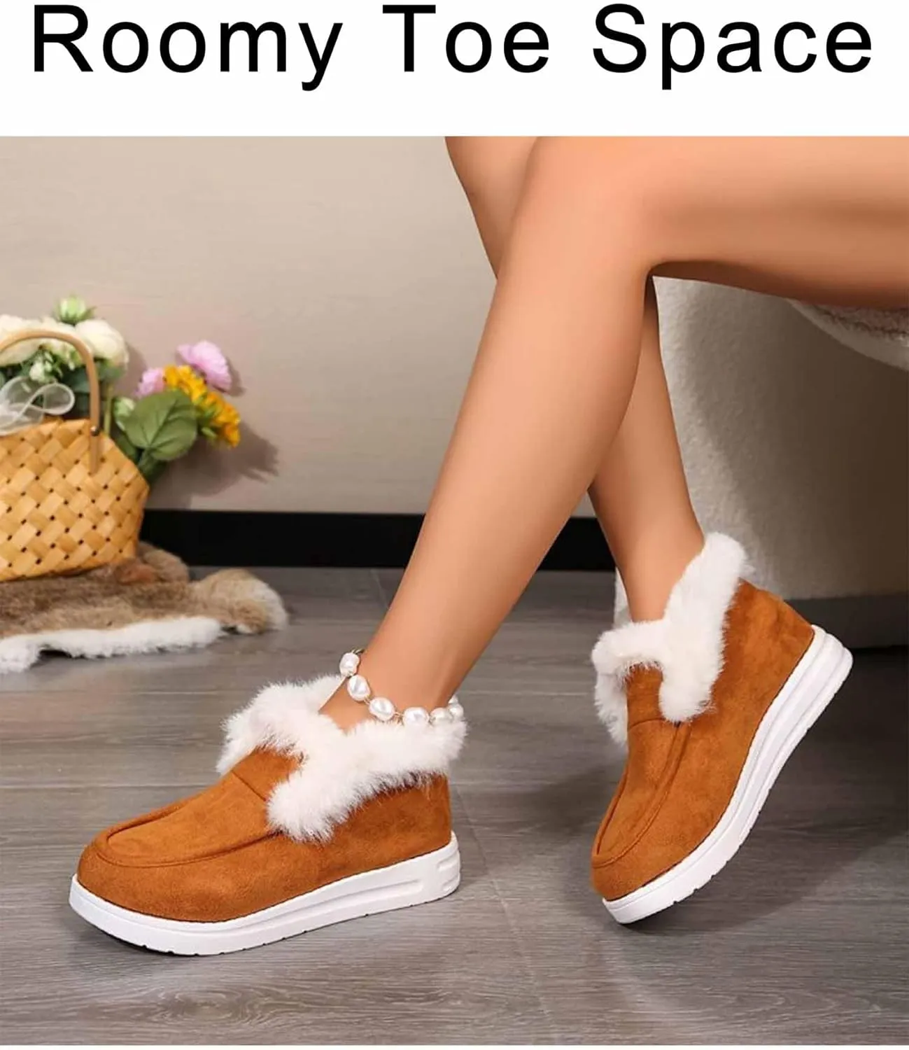 Pubyfun Senior Comfy Winter Ankle Boots Women, Ladies Warm And Comfy Casual Snow Boots for Women, Slip on Boots