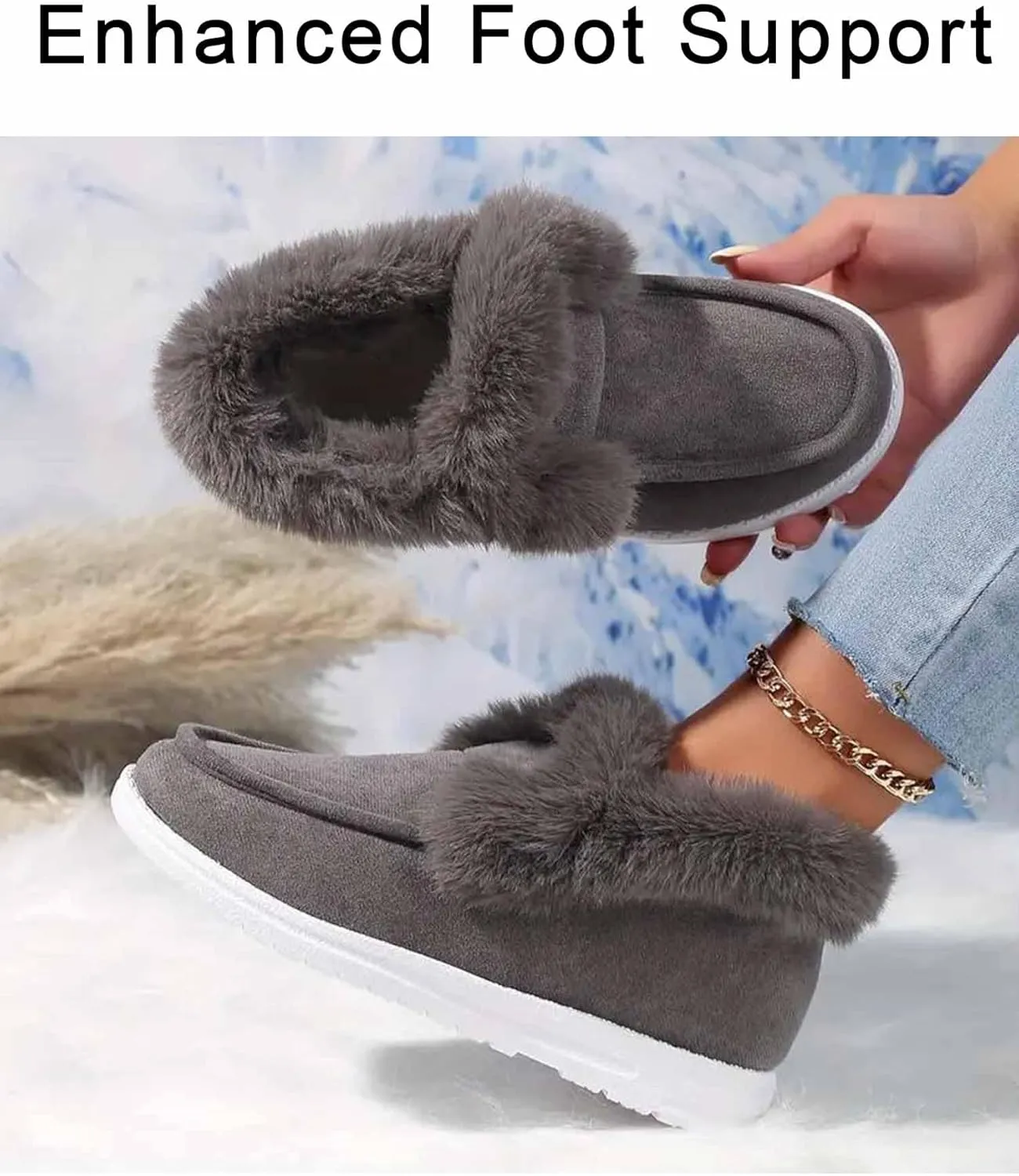 Pubyfun Senior Comfy Winter Ankle Boots Women, Ladies Warm And Comfy Casual Snow Boots for Women, Slip on Boots