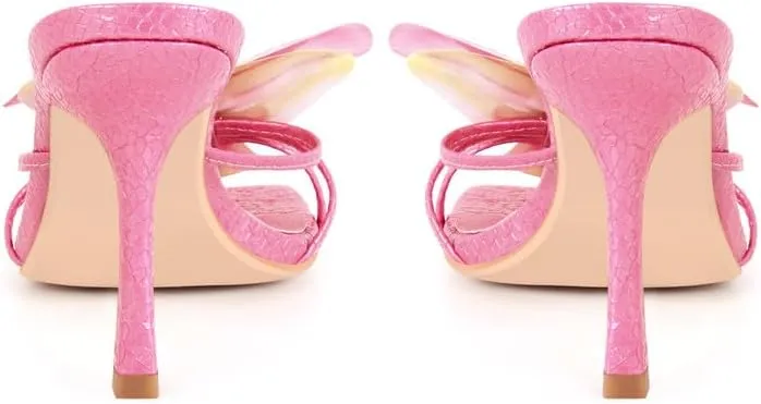 Richealnana Women's Clear Square Toe Sandals Stiletto Heel Slip On Mules Shoes