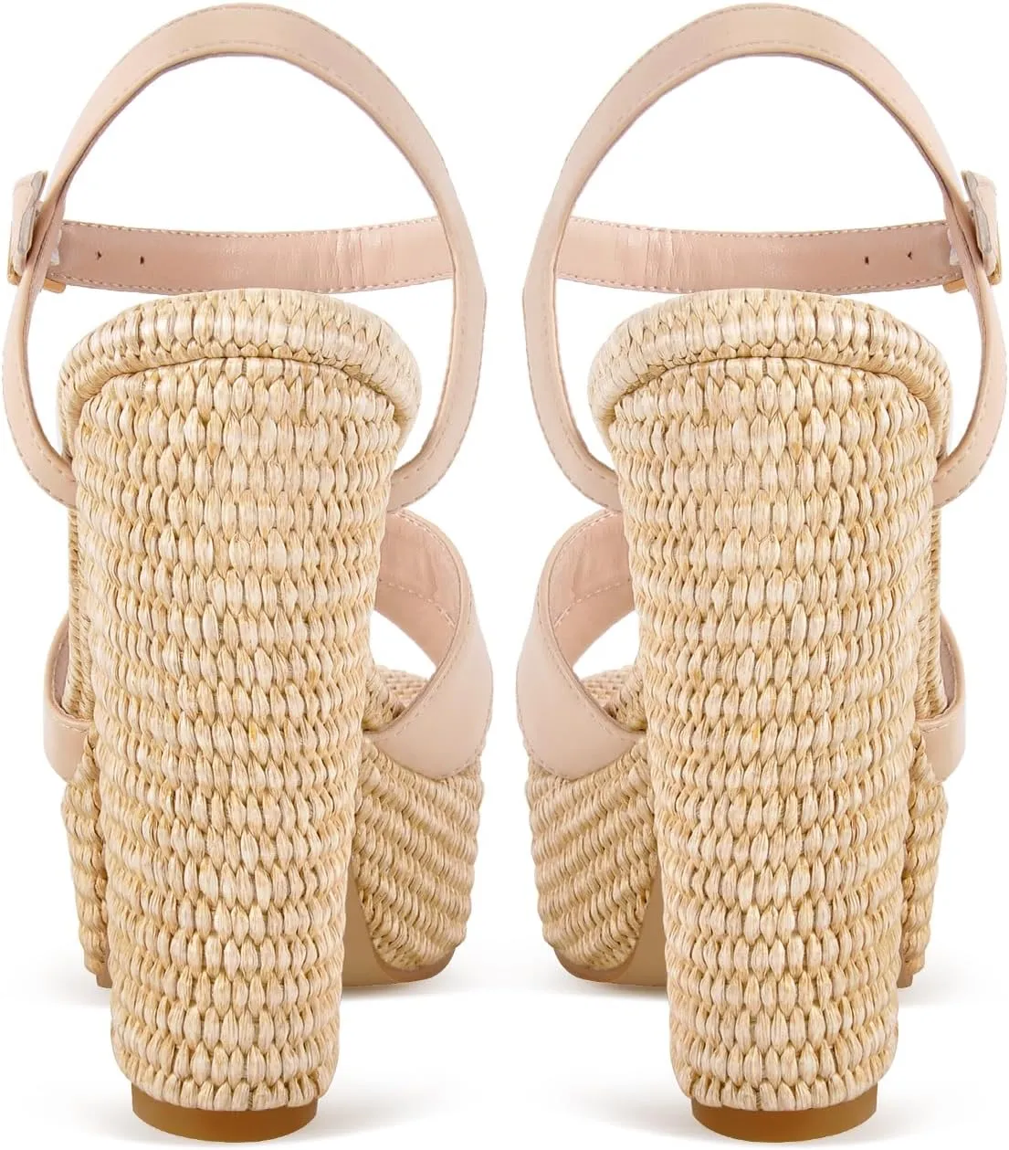 richealnini Espadrilles Platform Heels Sandals for Women Ankle Buckle Strap Block High Heels Casual Wedding Party Dress Shoes