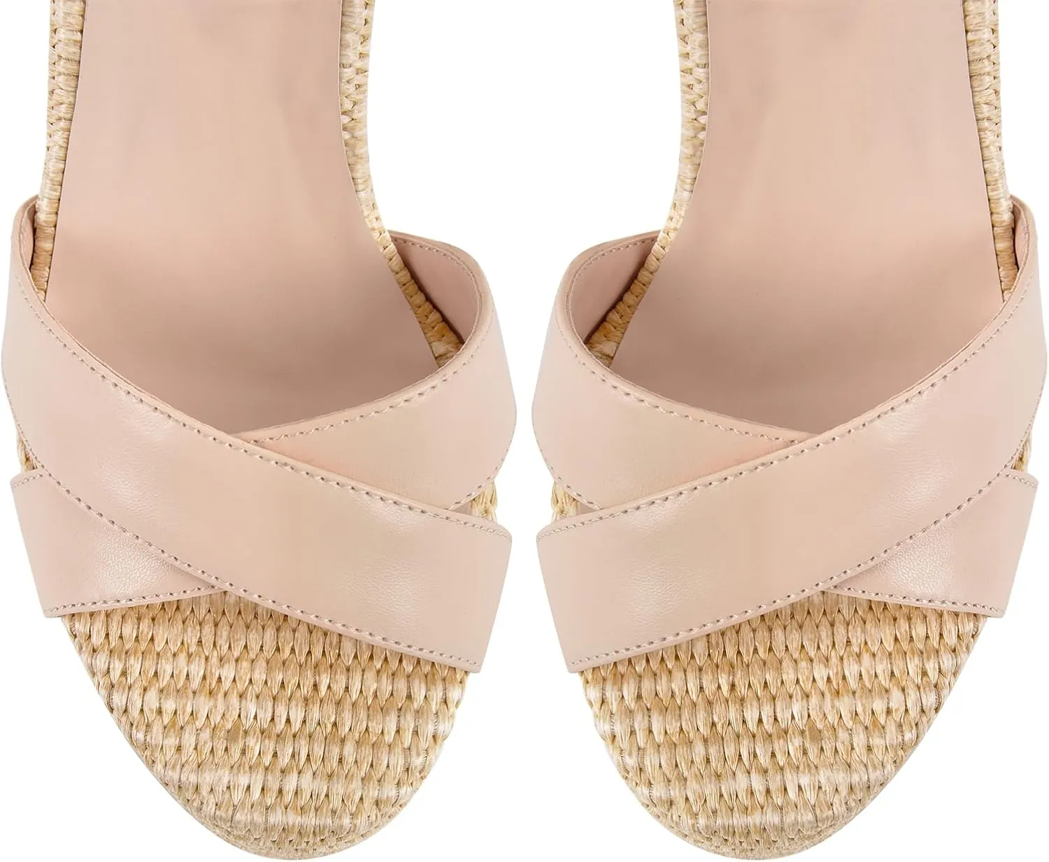 richealnini Espadrilles Platform Heels Sandals for Women Ankle Buckle Strap Block High Heels Casual Wedding Party Dress Shoes