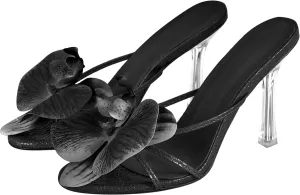 richealnini Orchid Heels for Women Slip On Clear Heels
