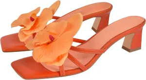 richealnini Orchid Heels for Women Slip On Floral Block Heels