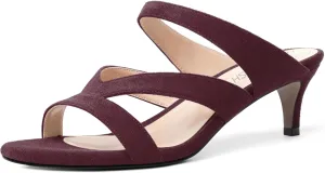 ROSERWISH Womens Slip On Party Suede Casual Fashion Open Toe Kitten Low Heel Heeled Sandals 2 Inch