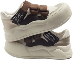 Round-Toe Hook & Loop Bread Chunky Sneakers for Women & Girls - Y2K Retro Cute Kawaii Shoes, Comfy Thick Sole White Casual Trainers for Campus Life, Beach Travel, Back to School, Minimalist Streetwear