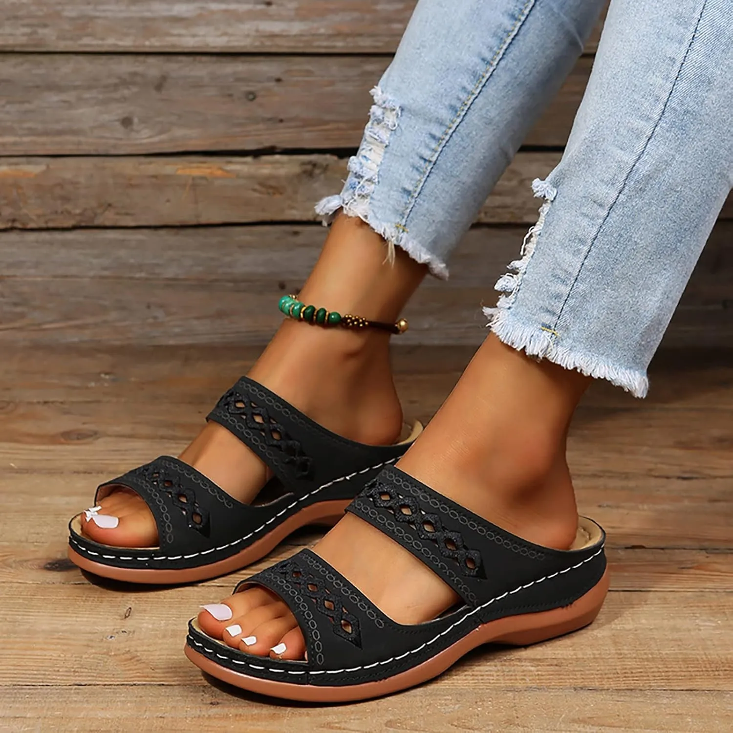 Sandals Women Fashion, Womens Sandals Premium Orthopedic Open Toe Sandals Retro Anti-Slip Breathable