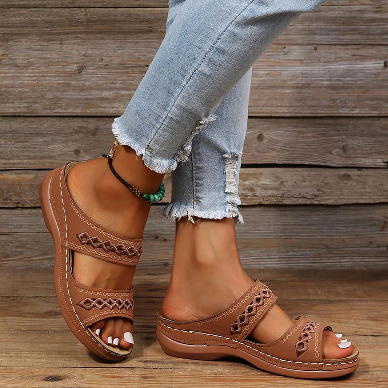 Sandals Women Fashion, Womens Sandals Premium Orthopedic Open Toe Sandals Retro Anti-Slip Breathable