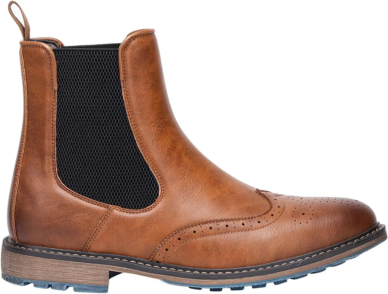 Santimon Chelsea Boots Men Casual Dress Leather Wingtips Slip On Boots Wedding Fashion Tuxedo Formal Ankle Boots for Men