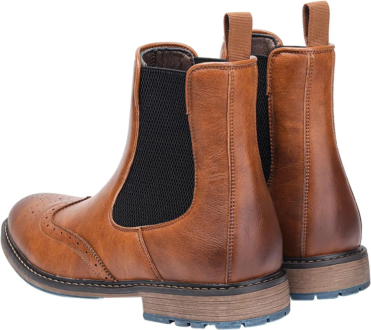 Santimon Chelsea Boots Men Casual Dress Leather Wingtips Slip On Boots Wedding Fashion Tuxedo Formal Ankle Boots for Men