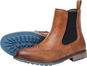 Santimon Chelsea Boots Men Casual Dress Leather Wingtips Slip On Boots Wedding Fashion Tuxedo Formal Ankle Boots for Men