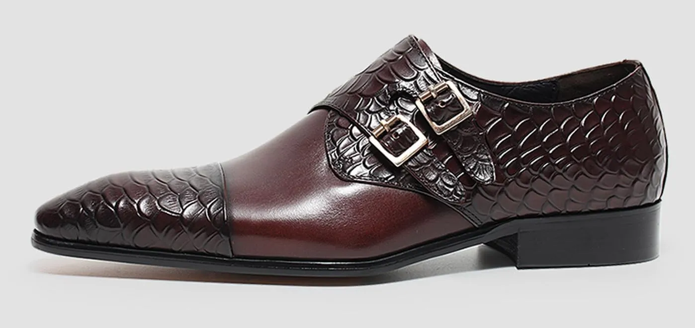 Santimon Men’s Leather Dress Shoes – Monk Strap Loafres with Double Buckle, Cushioned Insole & Slip-Resistant Sole for Business Casual, Wedding & Formal Wear