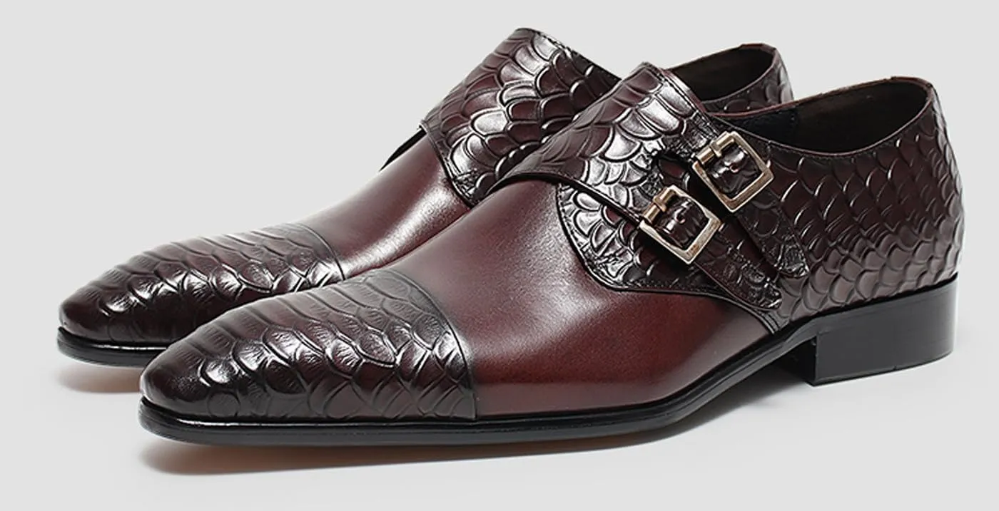 Santimon Men’s Leather Dress Shoes – Monk Strap Loafres with Double Buckle, Cushioned Insole & Slip-Resistant Sole for Business Casual, Wedding & Formal Wear