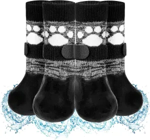 SCENEREAL Anti Slip Dog Boots & Shoes for Hot/Cold Pavement to Prevent Licking, Waterproof Dog Socks Paw Protectors for Small Medium Large Dogs, Traction Control on Hardwood Floor for Senior Dog, L