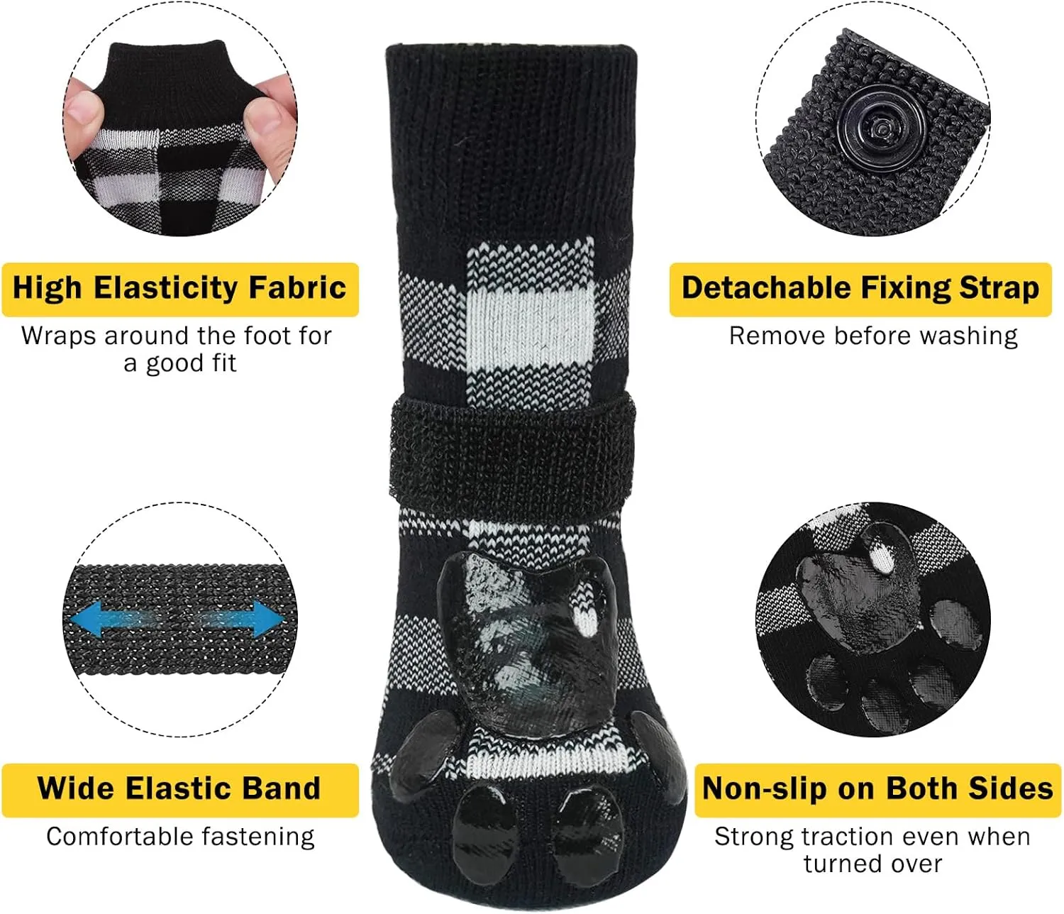 SCENEREAL Double Side Anti-Slip Dog Socks for Hardwood Floors to Stop Licking Paws, Non-Slip Dog Shoes for Hot/Cold Pavement, Slipping, Paw Protectors with Grippers