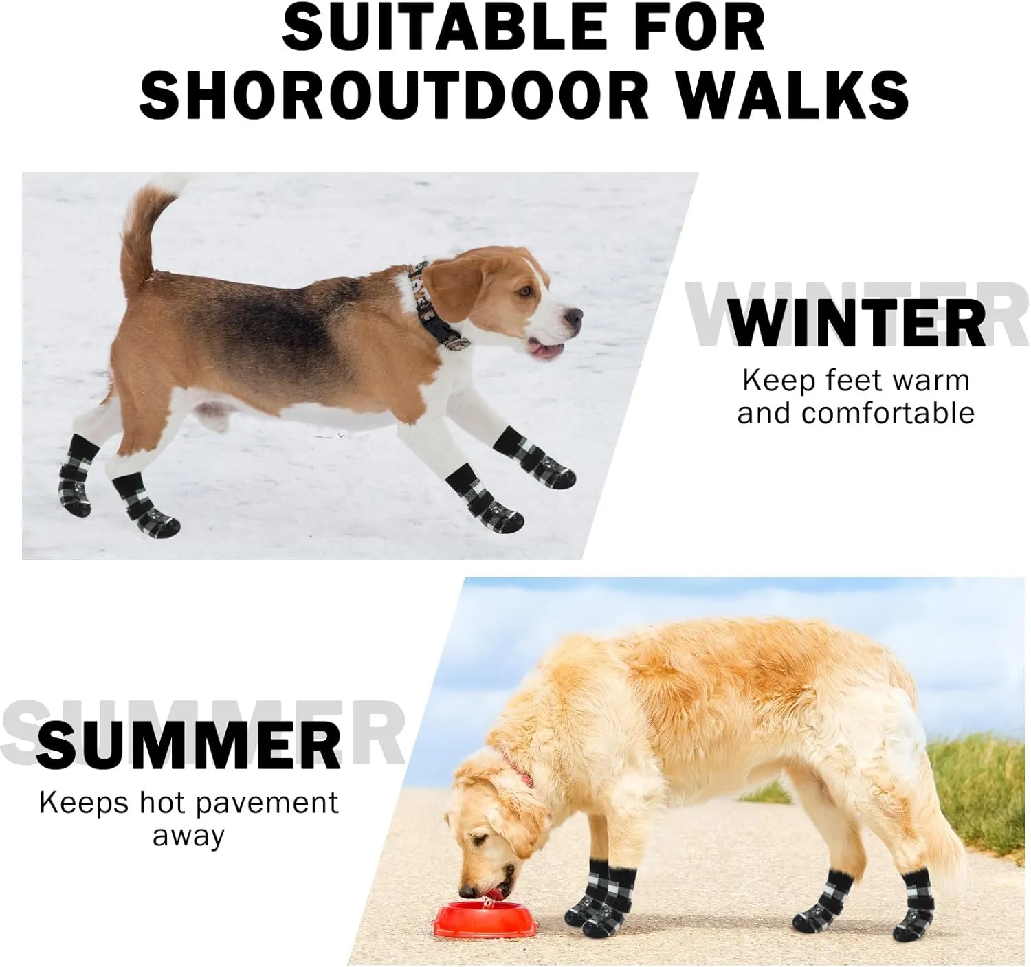 SCENEREAL Double Side Anti-Slip Dog Socks for Hardwood Floors to Stop Licking Paws, Non-Slip Dog Shoes for Hot/Cold Pavement, Slipping, Paw Protectors with Grippers