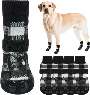 SCENEREAL Double Side Anti-Slip Dog Socks for Hardwood Floors to Stop Licking Paws, Non-Slip Dog Shoes for Hot/Cold Pavement, Slipping, Paw Protectors with Grippers