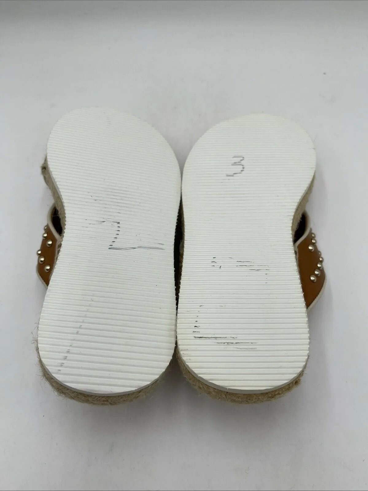 See By Chloè “PIA” Brown Leather Studded Slide Espadrille Sandals, Women’s 37 - Very Good