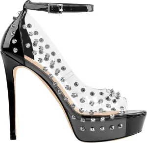 sexytag Women's Platform Heels Peep Toe Pumps Slip On High Stiletto Heels