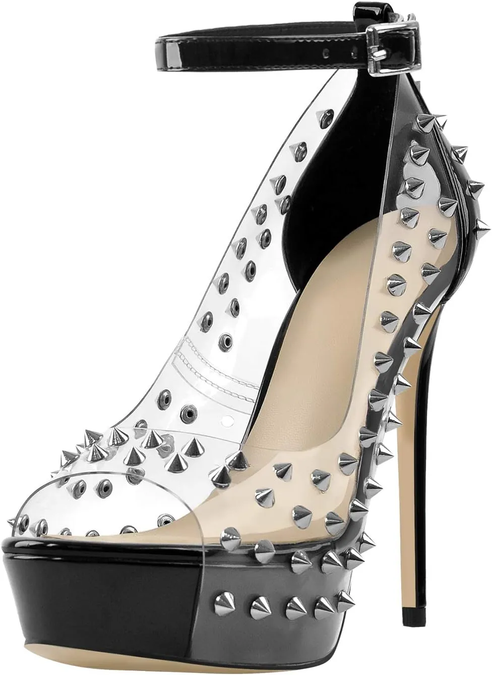 sexytag Women's Platform Heels Peep Toe Pumps Slip On High Stiletto Heels