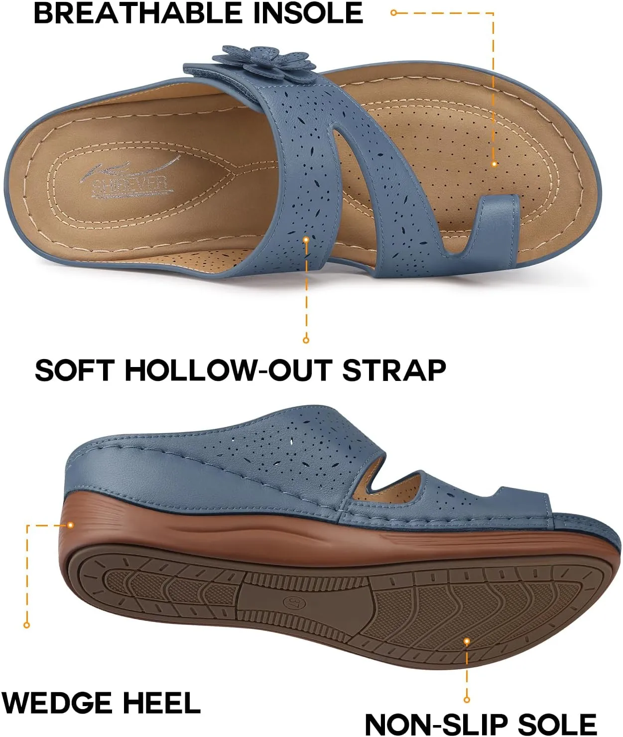 SHIBEVER Platform Flip Flops for Women: Comfortable Sandals for Women Dressy - Walking Summer Slip on Bunion Sandals