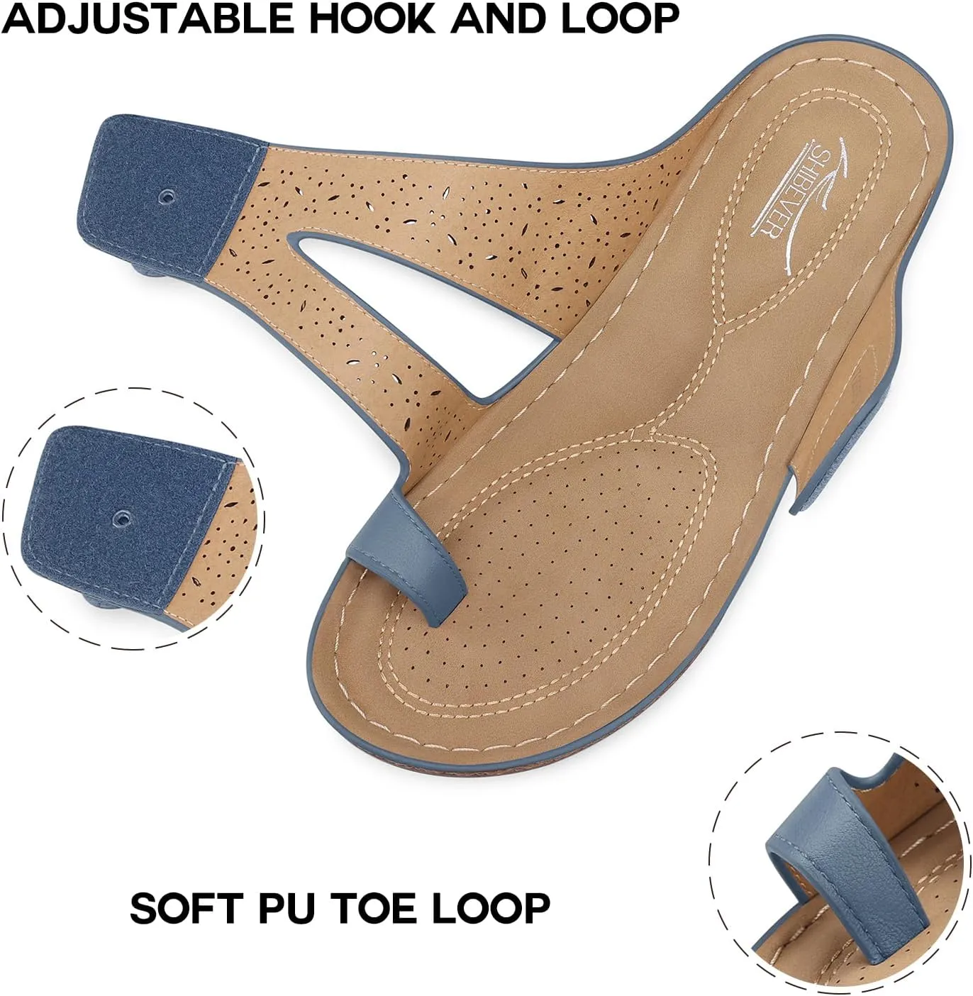 SHIBEVER Platform Flip Flops for Women: Comfortable Sandals for Women Dressy - Walking Summer Slip on Bunion Sandals