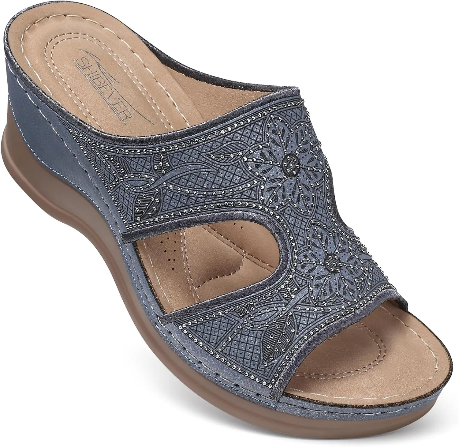 SHIBEVER Wedge Sandals For Women Dressy: Comfortable Summer - Slip On Womens Sandal