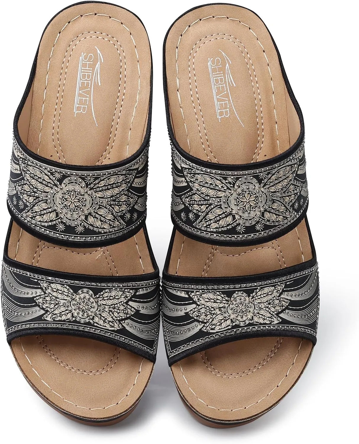 SHIBEVER Wedge Sandals For Women Dressy: Comfortable Summer - Slip On Womens Sandal
